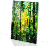 Abstract bos met groene tinten - Natuur glazen schilderij - Schilderijen bomen - Abstracte kunst - Schilderij op acrylglas - Woonkamer accessoires - acrylglas 50x75 cm