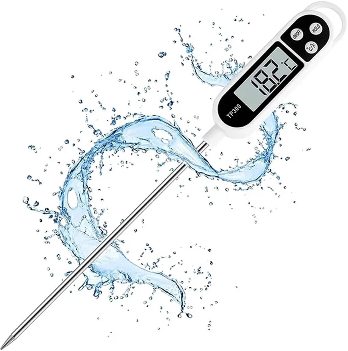 Cuhostki - elektronische - voedselthermometer - vleesthermometer - thermometer - tp300 - wit - 246x2cm