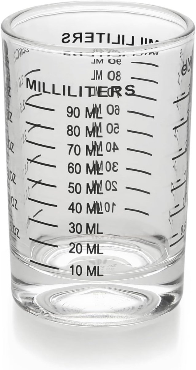 EXCITAT Maatbeker - Gegradueerd wijnglas - Mini maatbeker - Espressokopje - Cocktailglas - geschikt voor vloeistoffen, droge stoffen - Zwart - 90 ml