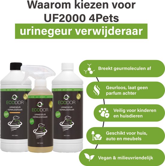 Ecodor UF2000 4Pets - Urinegeur Verwijderaar - 2x 500ml - Katten zindelijkheidstraining