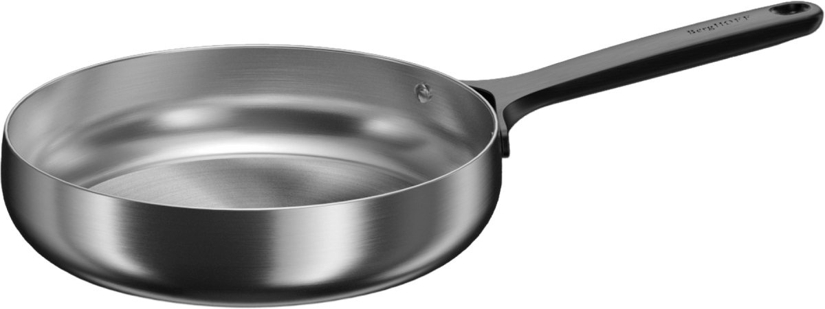 BergHOFF Home Koekenpan Ø 24 cm – RVS Braadpan – PFAS-Vrije Bakpan – Geschikt voor Inductie, Gas, Elektrisch en Keramisch – Ovenbestendige tot 250 °C en Vaatwasserbestendige Pan – Smokey Black
