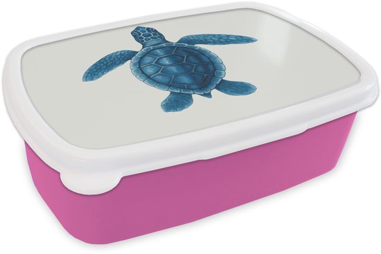 Broodtrommel Roze - Lunchbox Schildpad - Blauw - Schild - Brooddoos 18x12x6 cm - Brood lunch box - Broodtrommels voor kinderen en volwassenen