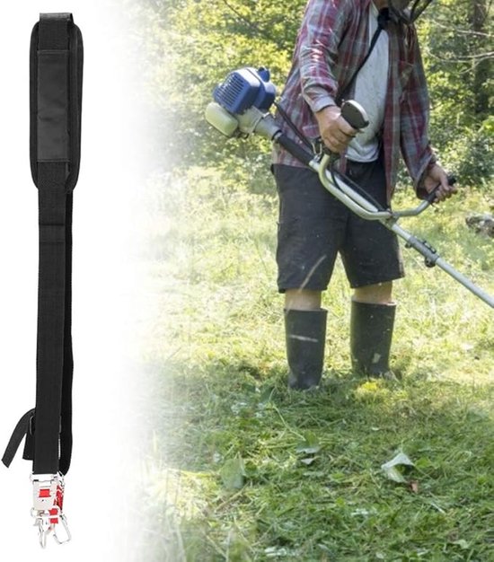Single Strimmer Schouderharnasriem Snelsluiting met draaghaak Zachte riem voor bosmaaier Trimmer Zwart — afbeelding 4
