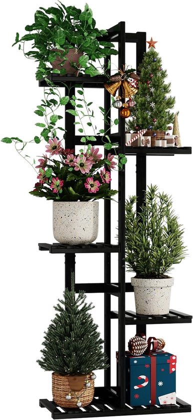 3-laags plantenplanken, bamboe bloemladder decoratieve plank opvouwbare bloemenstandaard, voor binnen balkon woonkamer tuindecoratie 70 x 40 x 96 cm (Hout kleur