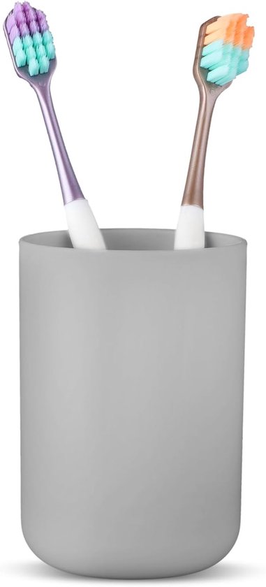 Allecto Plus - Porte-brosse à dents de salle de bain, gobelet de bain de bouche portable réutilisable gris - Idéal pour la maison et les voyages - Gobelet en plastique