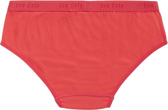 Rode hipster onderbroek van biologisch katoen met stretch. Elastische band met 'ten Cate'-logo.