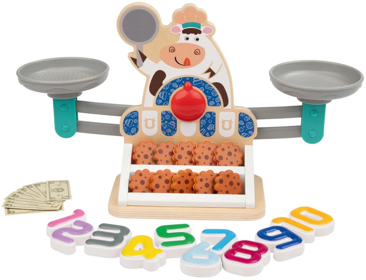 Playtive Houten gemotoriseerd keukenspeelgoed - Weegschaal 31 delige set