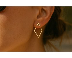 Set Dames oorbellen met Geometrisch Design – Goudkleurige Minimalistische Driehoek en Ruitvorm in Twee Delen