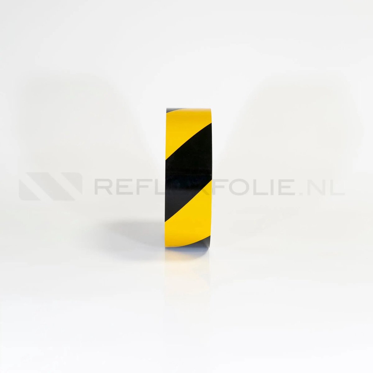 Markeringsband retroreflecterend per meter | Reflexfolie Geel/zwart / Linkswijzend / 22,5m / 50mm