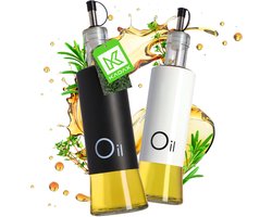 Kadax Dispenser voor vloeibare specerijen, glazen fles met stalen elementen, glazen dispenser voor olie, azijn, vinaigrette, oliereservoir, olijfoliedispenser