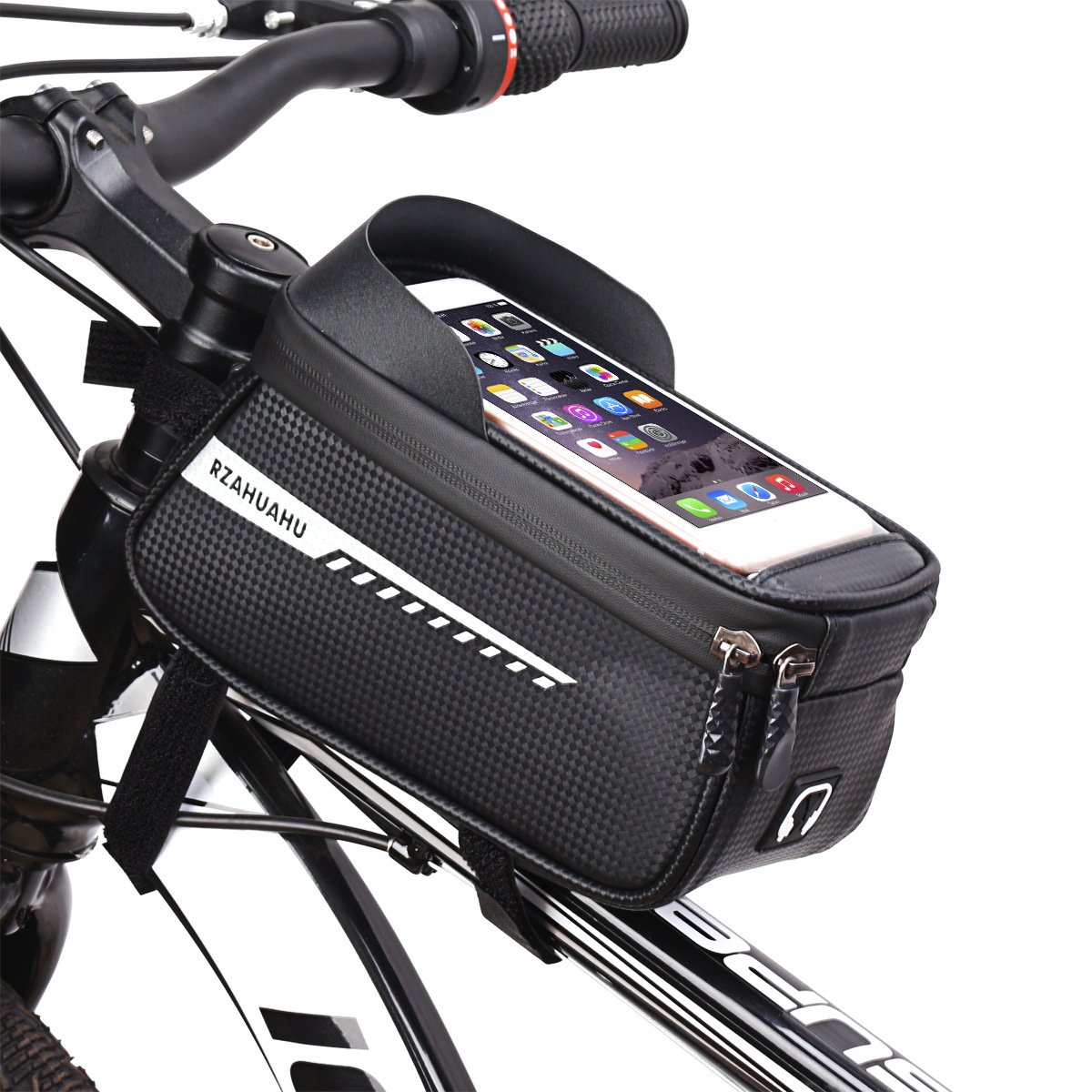 WK Waterdichte Fietstas – Bovenbuistas met Telefoonhouder – 21x9x10.5 cm – Touchscreen Telefoontas met Zonnekap & Oortelefoonpoort – Voor Mountainbike & Racefiets