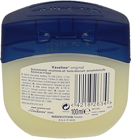 Vaseline Petroleum Jelly - Original - dermatologisch getest - 100 ml