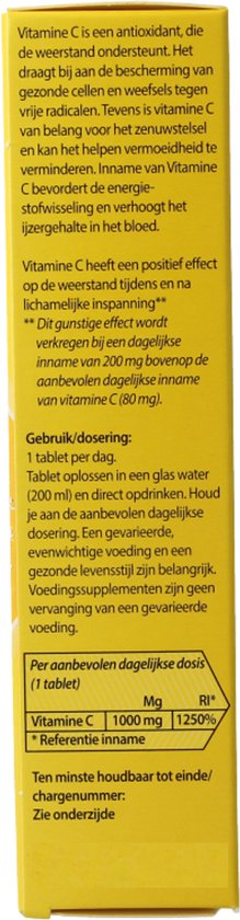 Roter Vitamine C 1000mg bruis - Hoge dosering vitamine C ter ondersteuning van je weerstand - 40 bruistabletten met citroensmaak