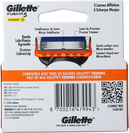 Gillette Fusion5 Power Scheermesjes (4 Mesjes)