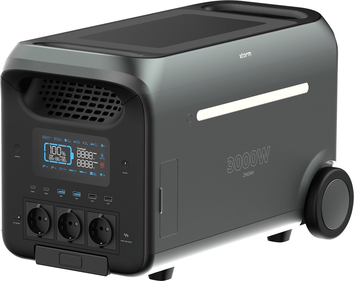 Xtorm Powerstation 3000W Draagbare Accu met o.a 3x AC en 2x USB-C Poorten, 2x DC5521 Poorten, 1x 12V Poort en 1x 12V anderson Poort, voor Kamperen, Stroomuitval en Noodsituaties