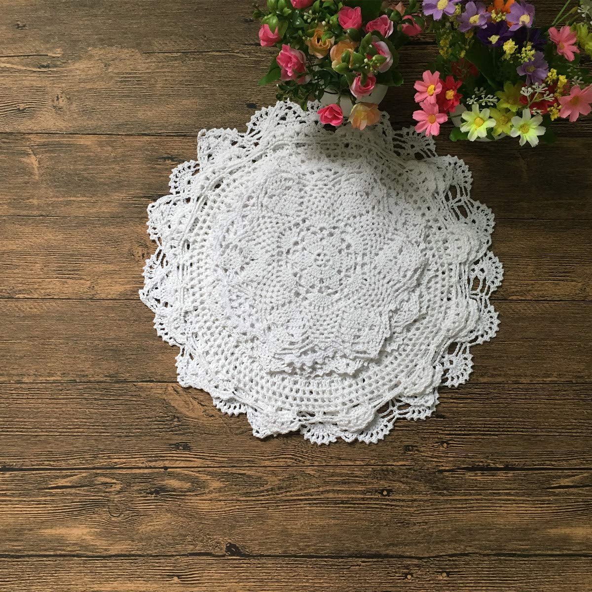 Witte Kanten Placemat Set - 8 Stuks - Handgemaakt Katoen