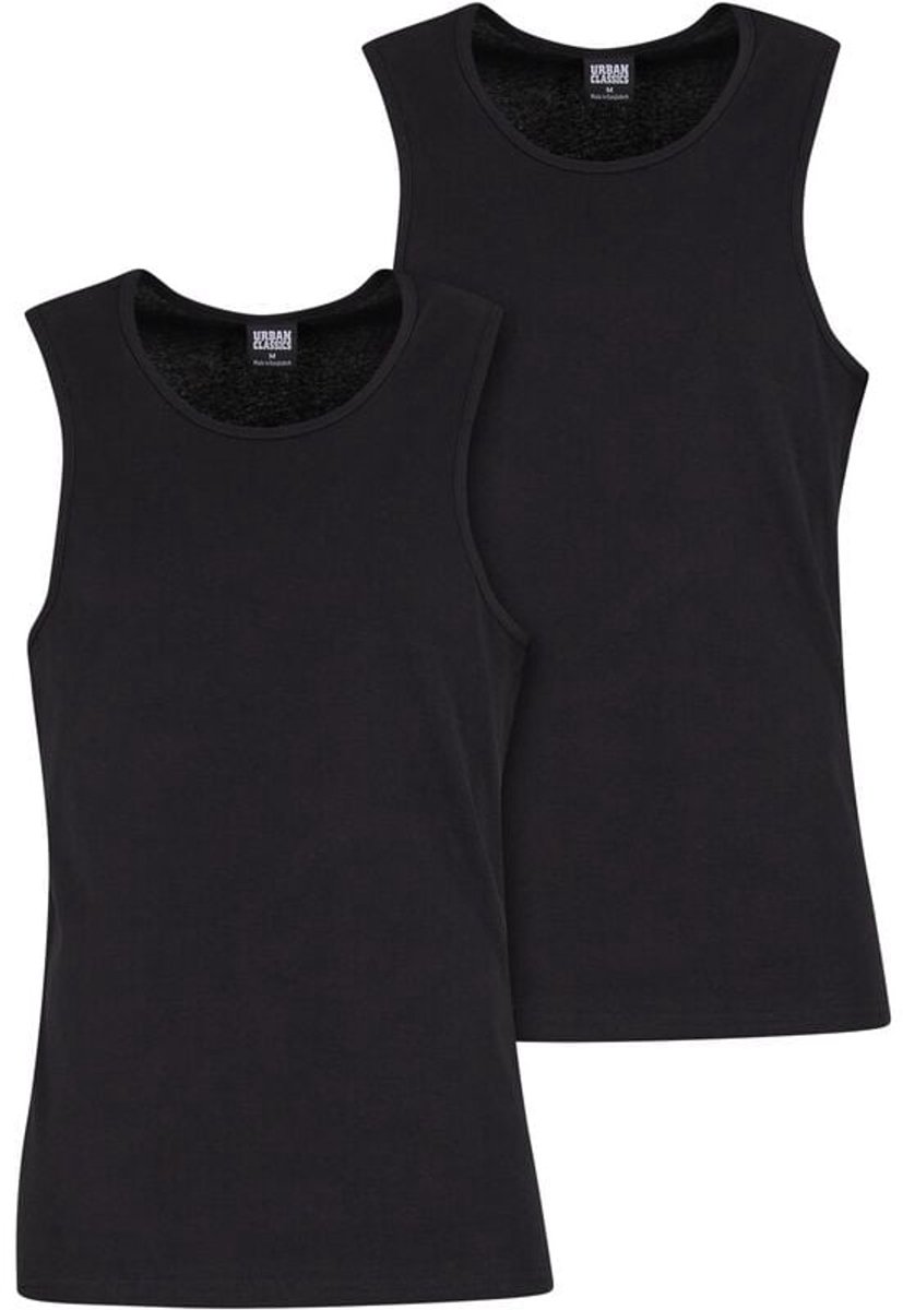Urban Classics Geribde hemden Set van 2 Heren Tanktop – S Zwart
