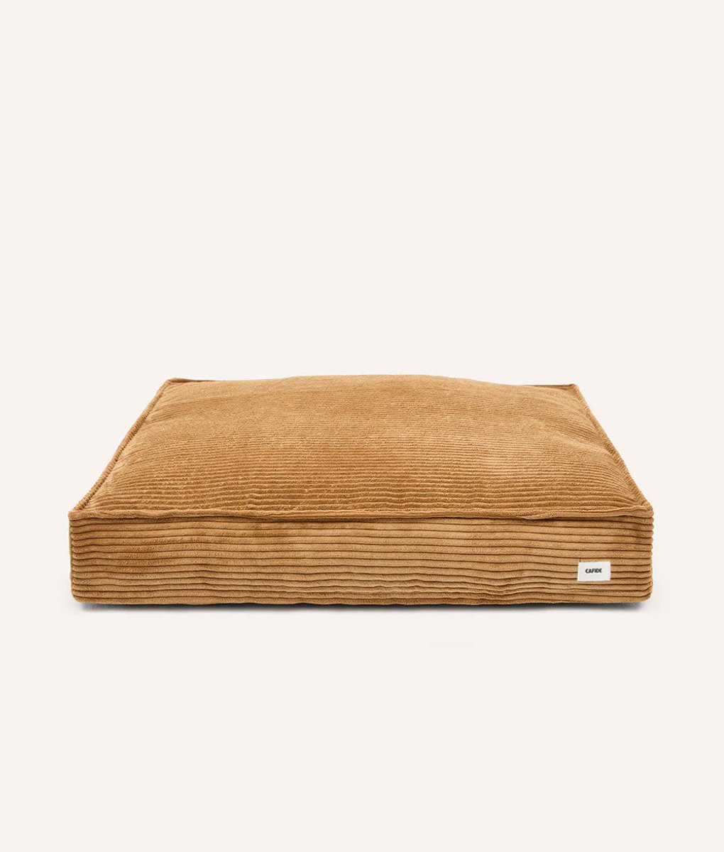 Comfortabele hondenmand van ribfluweel – Mosterdkleur – Wasbaar, anti-slip & afritsbare hoes – Cuadra