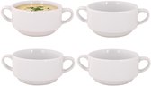 Cosy & Trendy Soepkommen Essential - 4x - wit - D11 x 6 cm - porselein - schaaltjes met oren - ontbijt/hapjes - stapelbaar