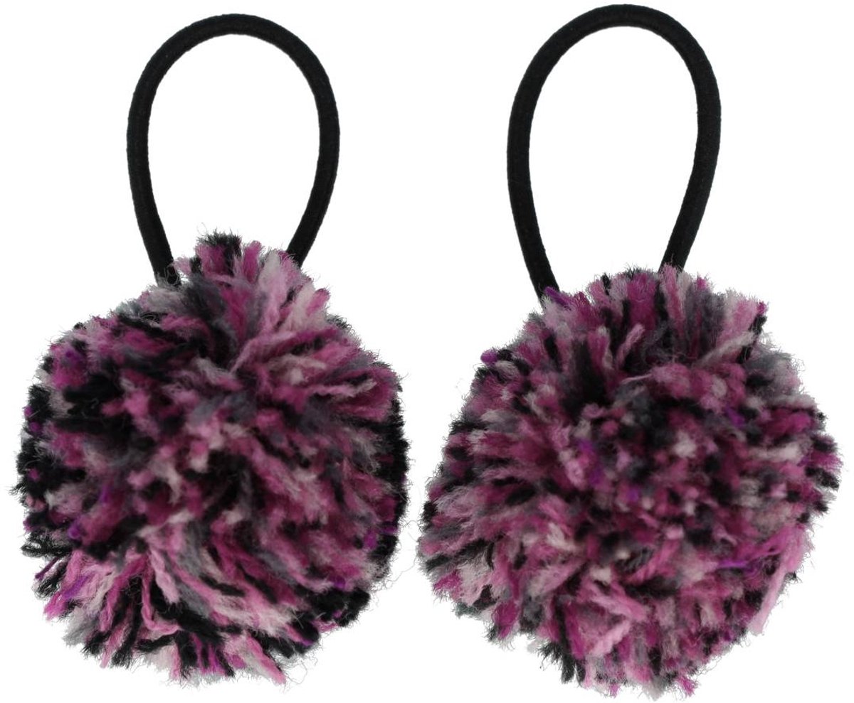 Haarsoires Haarelastieken – Pompom 4cm – Multicolor Paars – Set van 2