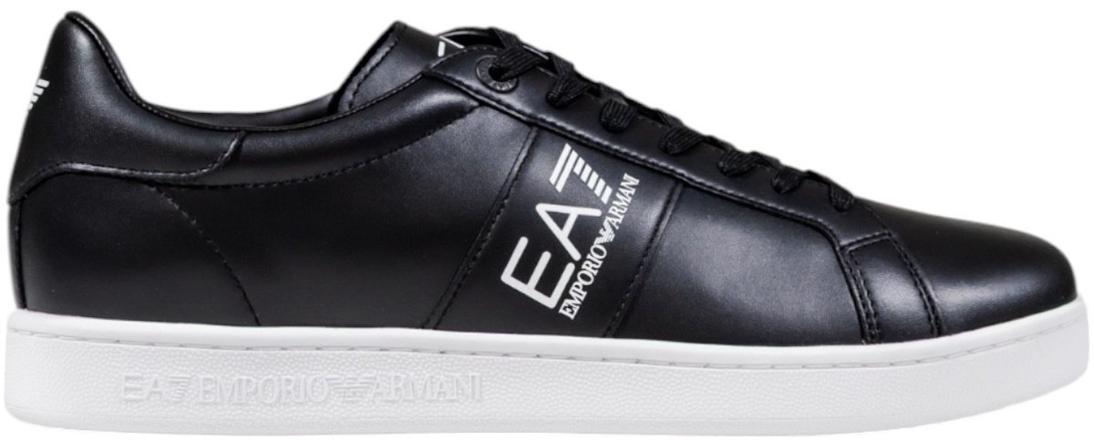 Leather Lace-Up Sneakers with Rubber Sole - Black