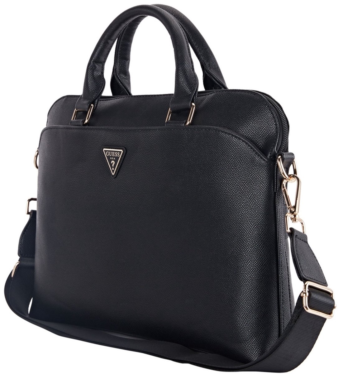 Guess PU Grained Triangle Logo Laptoptas voor 13/14/15 inch - Zwart