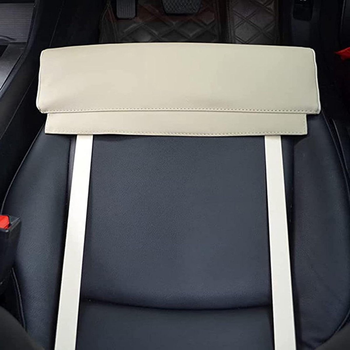 JGS Premium - Autostoelaanpassing Beenondersteuning Dij Ondersteuning - Comfortabele Verlenging voor Auto Zitkussens Beige