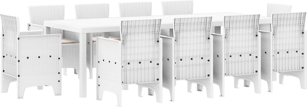 vidaXL - Tuin - Eettafel - Set - 11 - st - Wit - Polypropyleen