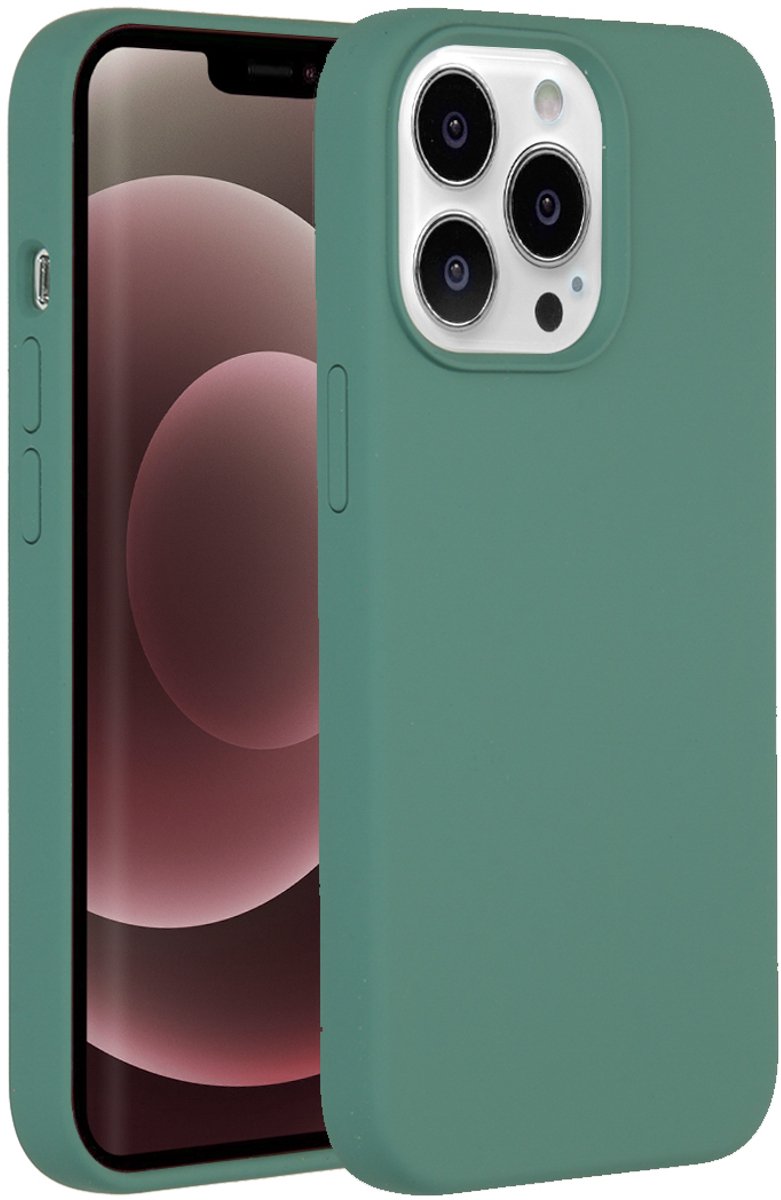 Accezz Liquid Silicone Backcover voor de iPhone 13 Pro Max hoesje - Donkergroen