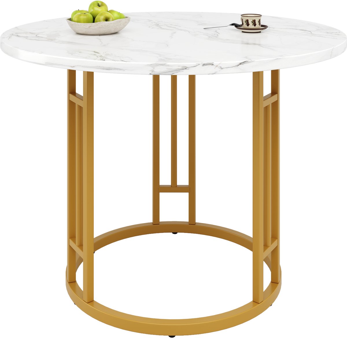 SINGULARITY Ronde eettafel (80x80x76 cm)-4 personen-Ronde salontafel-Metalen poten-MDF-Goud