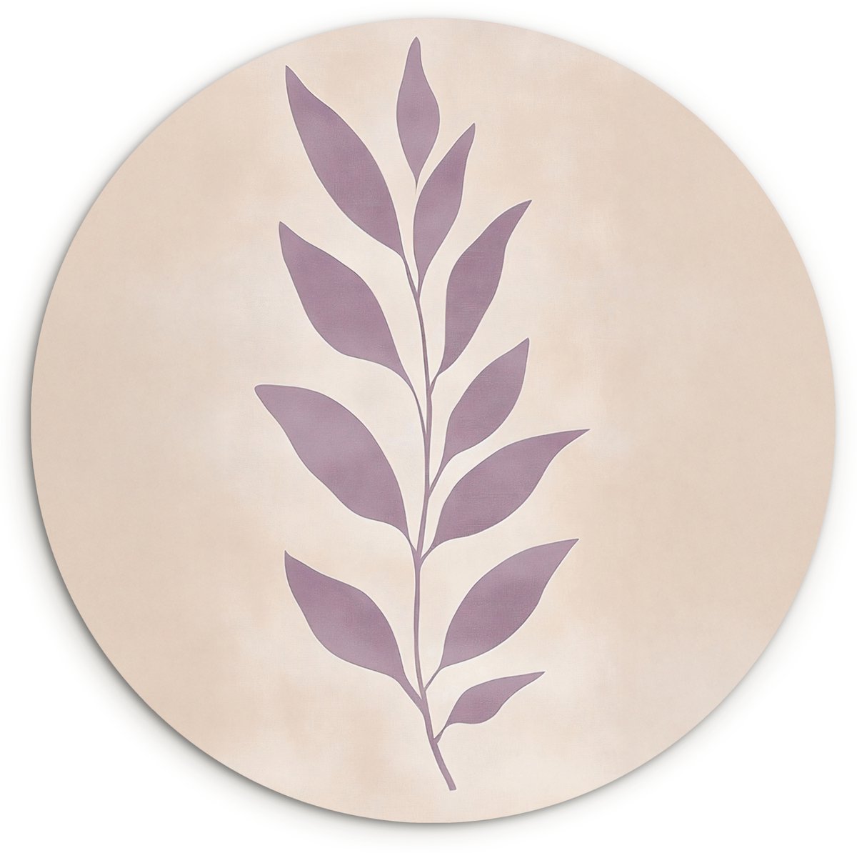 WallCircle Wandcirkel 90x90 cm - Muurcirkel Tak - Bladeren - Minimalistisch - Beige - Muurdecoratie woonkamer - Wanddecoratie slaapkamer - Kamer decoratie accessoires - Ronde schilderijen Blad - Minimalistisch