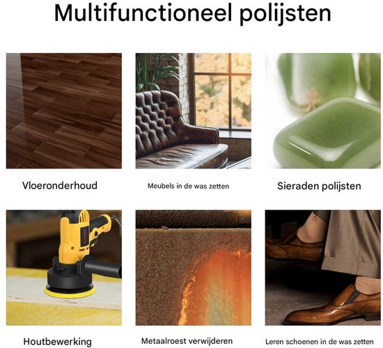 Polisseuse électrique 700 W – 6 disques de polissage – Polisseuse pour voiture à vitesse et poignée réglables – Machine à cirer pour voiture, sol, meubles et carrelages – Éponges de polissage et étui inclus