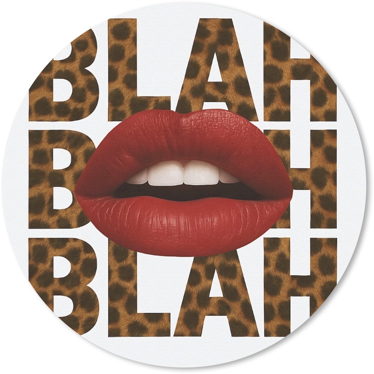 Muismat rond 30x30 cm - Mousepad Lip - Rood - Quote - Ronde muismatten