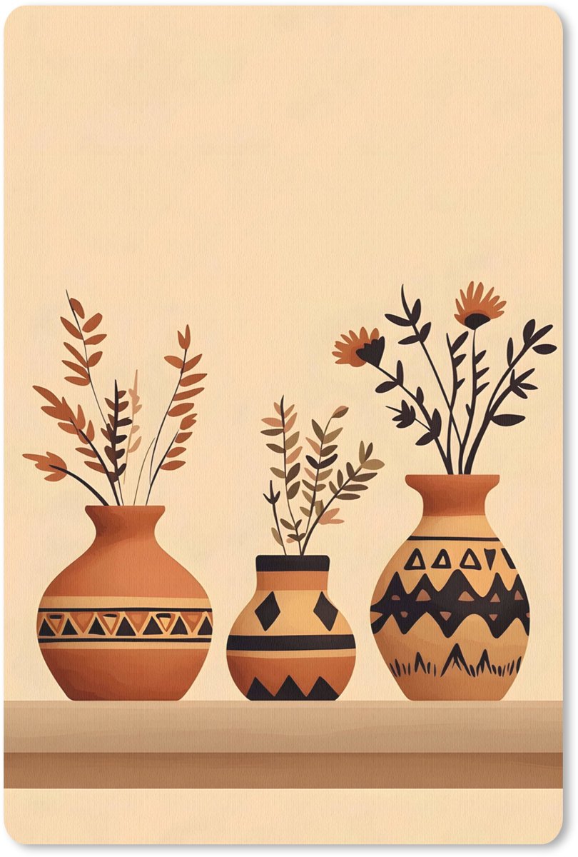 Muismat 18x27 cm - Mousepad Vazen - Bloemen - Bladeren - Minimalistisch - Muismatten