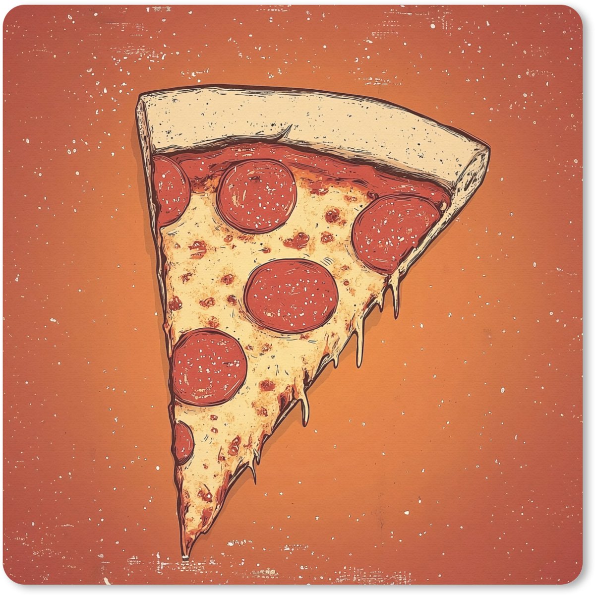 Muismat 30x30 cm - Mousepad Pizza - Kaas - Rood - Pepperoni - Muismatten