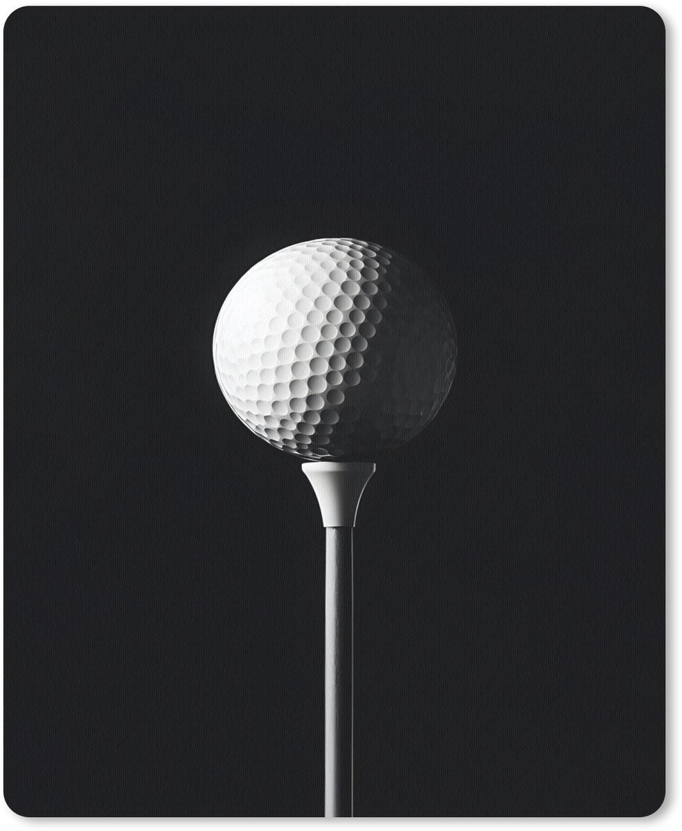 Muismat 19x23 cm - Mousepad Golfbal - Minimalistisch - Wit - Muismatten