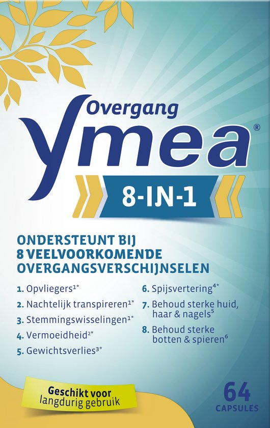 Ymea Overgang 8 in 1 - Voedingssupplement overgang - Overgang producten - Ondersteunt bij 8 overgangsverschijnselen - 64 capsules
