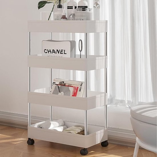 Trolley Narrow White 38 x 12 x 97 cm - Keuken Trolley op Wielen - Niche ...