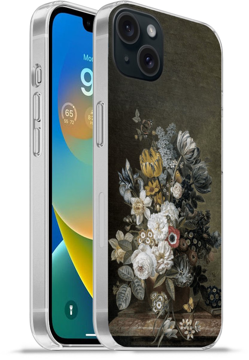 Telefoonhoesje Geschikt voor iPhone 15 Plus hoesje - Stilleven met bloemen - Oude meesters - Schilderij - Siliconen Telefoonhoesje Telefoonhoesje