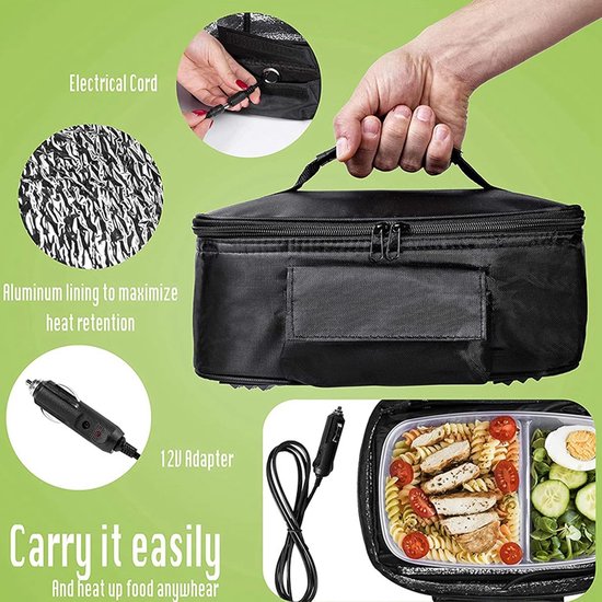 Portable Mini Car Microwave - Elektrische Oven met 12V Voertuig Plug - Snelle Verwarming - Picknick Box voor Reizen Camping Voedsel Koken van Merkloos	 — afbeelding 2