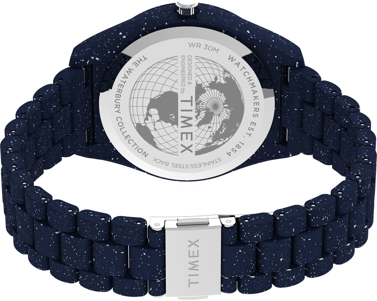 Timex Legacy Kwarts Analoog Horloge Blauw Case: 100% Recycled Material | Armband: 100% Recycled Material 42 TW2V37400YH