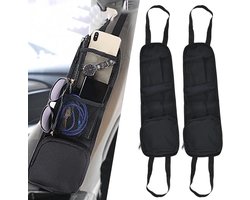 2-pack auto-opbergzakken van mesh - opbergvakken voor de zij-autostoel - Oxford-stof - mesh-tas - opbergtas - opbergtas voor de auto - voor de voorpassagiersstoel - zwart