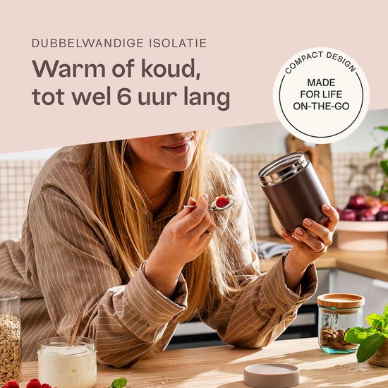BergHOFF Home Nommie – Boîte à lunch Thermos 0 l – Boîte à lunch Thermos étanche – Garde au chaud ou au froid pendant 6 heures – Isolation à double paroi – Récipient alimentaire étanche – Acier inoxydable – Lavable au lave-vaisselle – Rose