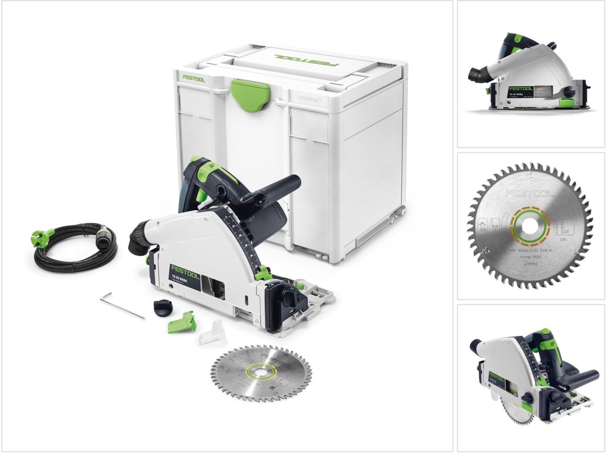 Festool TS 55 REBQ-PLUS invalcirkelzaag 1200 W 160 mm + SYS3 ( 576000 ) Opvolger van 561551
