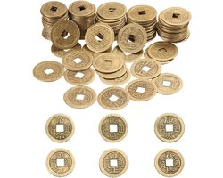 Tadipri 100 Stuks Geluksmunten I-Ching Munten voor Gezondheid en Welvaart Chinese Feng-Shui-munten, 2 cm