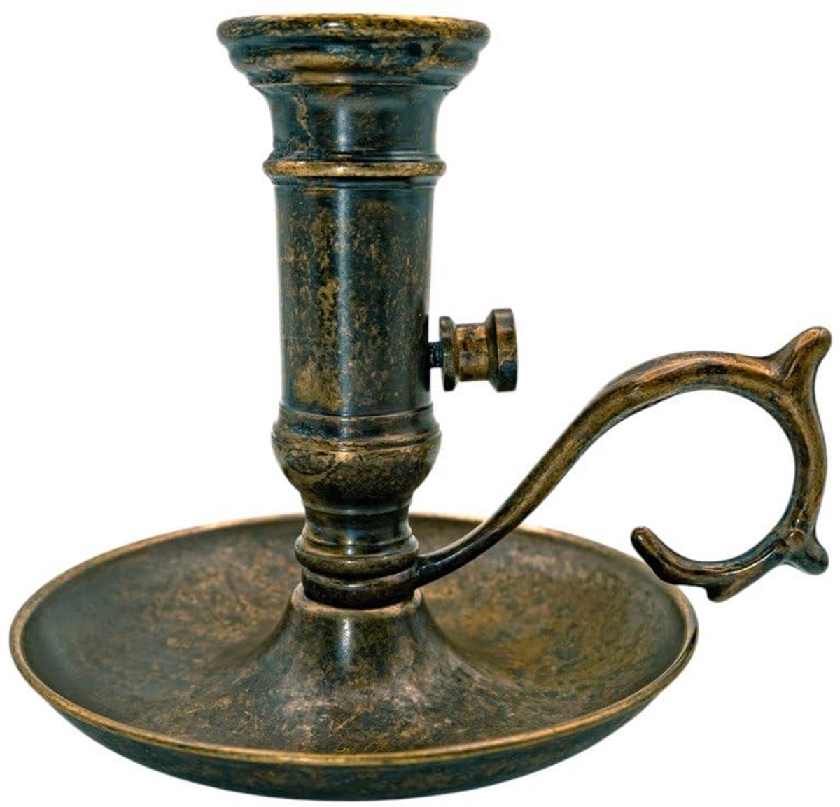 LivuX Italiaanse vintage-stijl kaarsenhouder van gepolijst messing voor taps toelopende kaarsen Ø 2,5 cm, hoogte 10 cm – 19e-eeuws design 1026