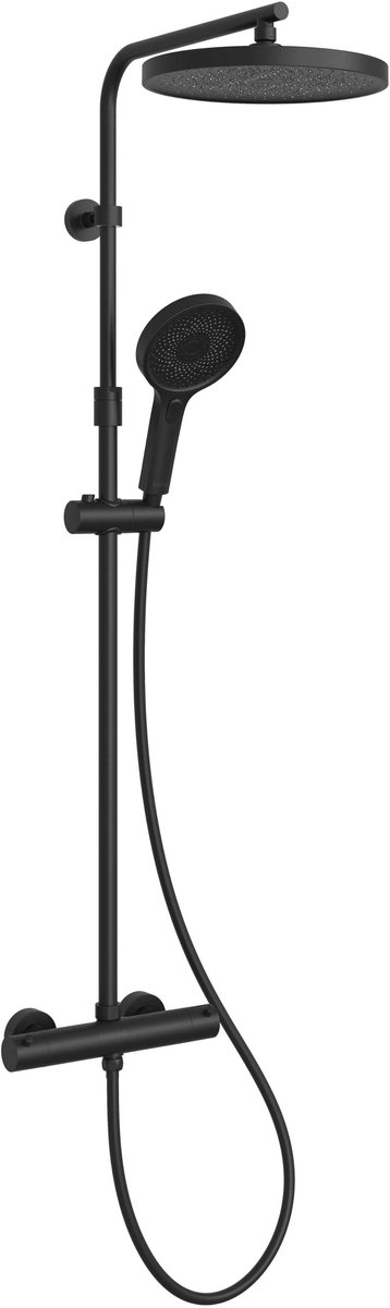 kielle Oudee - Doucheset met thermostaat, 26 cm, 3jet, mat zwart 20602014