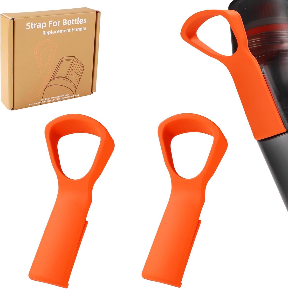 2 st Handvat Compatibel met Air Up Waterfles, Siliconen Fles Handvat Bevestiging Waterfles Handvat Grip Accessoires Fles Handvat Riem voor Dragen Sportevenement School Thuis (Roze
