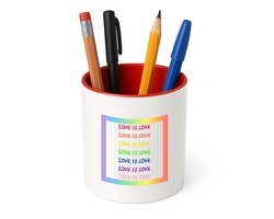 Hacebo® - LGBTQ cadeau - Pennenbakje - Lgbt - Queer - pennenhouder - met opdruk - lgbt - Love is love - Pride month - lgbtq vlag - gay pride - met tekst - opdruk - leuke pride spullen - verjaardag - cadeau - gift - Pennenbakje rood
