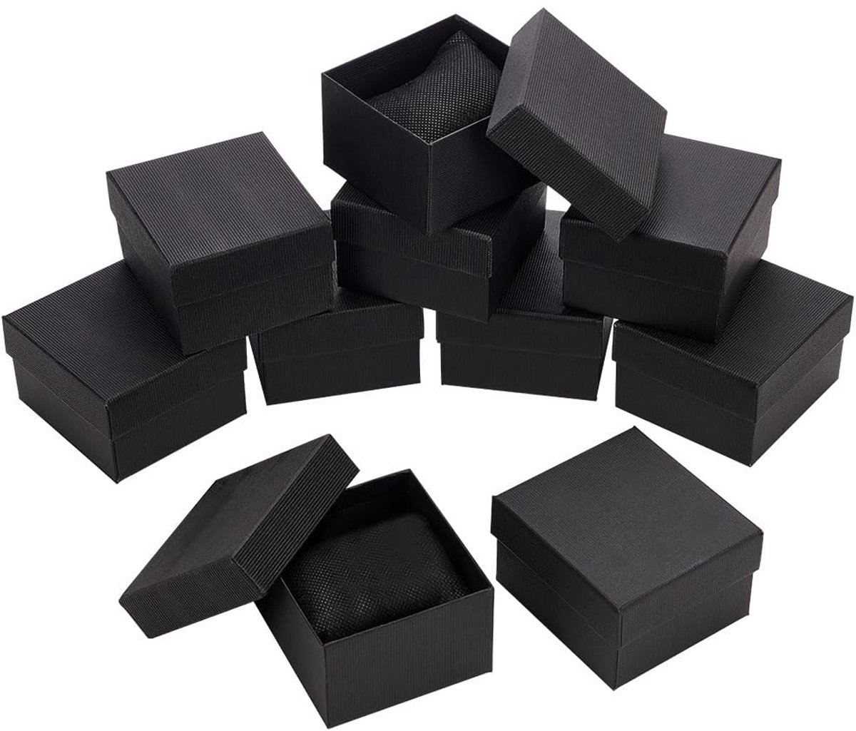 10pcs Paper Watch Box, 8.6x8x5cm Cardboard Gift Box with Pillow, Bracelet Holder, Square Storage Gift Case for Smart Watches and Jewelry